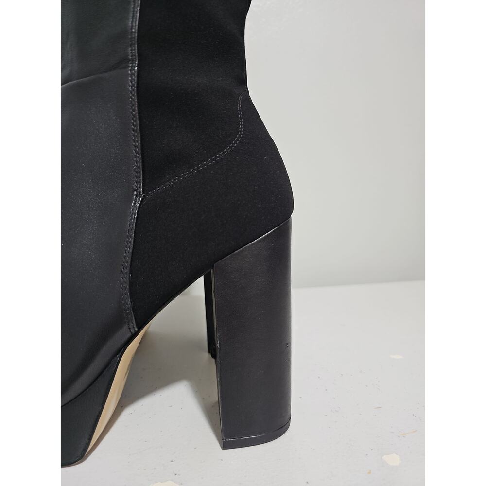 Stuart Weitzman Leather Knee High Boot Womens 9 Black Square Toe Party Platform - Picture 13 of 16